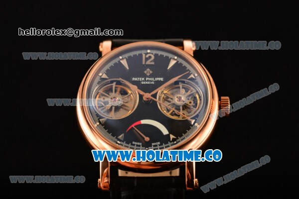 Patek Philippe Calatrava Asia Automatic Rose Gold Case with Black Dial and Stick/Arabic Numeral Markers - Click Image to Close